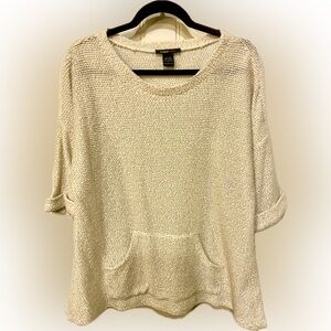 ~ROBERT LOUIS~ Womens Size Large Cream Colored Short Sleeve Blouse